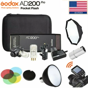 US Godox AD200pro 2.4G TTL HSS Flash Speedlite + Reflector + Softbox + Kit XproTrigger - Imagen 1 de 12
