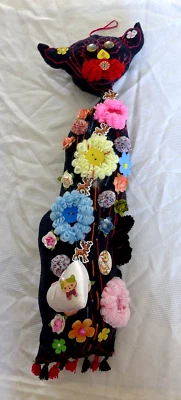 HANDMADE CAT DOLL SOFT ART  COTTON EMBROIDERED DOOR HANGER DIRECT FROM ARTIST - Image 1 of 4