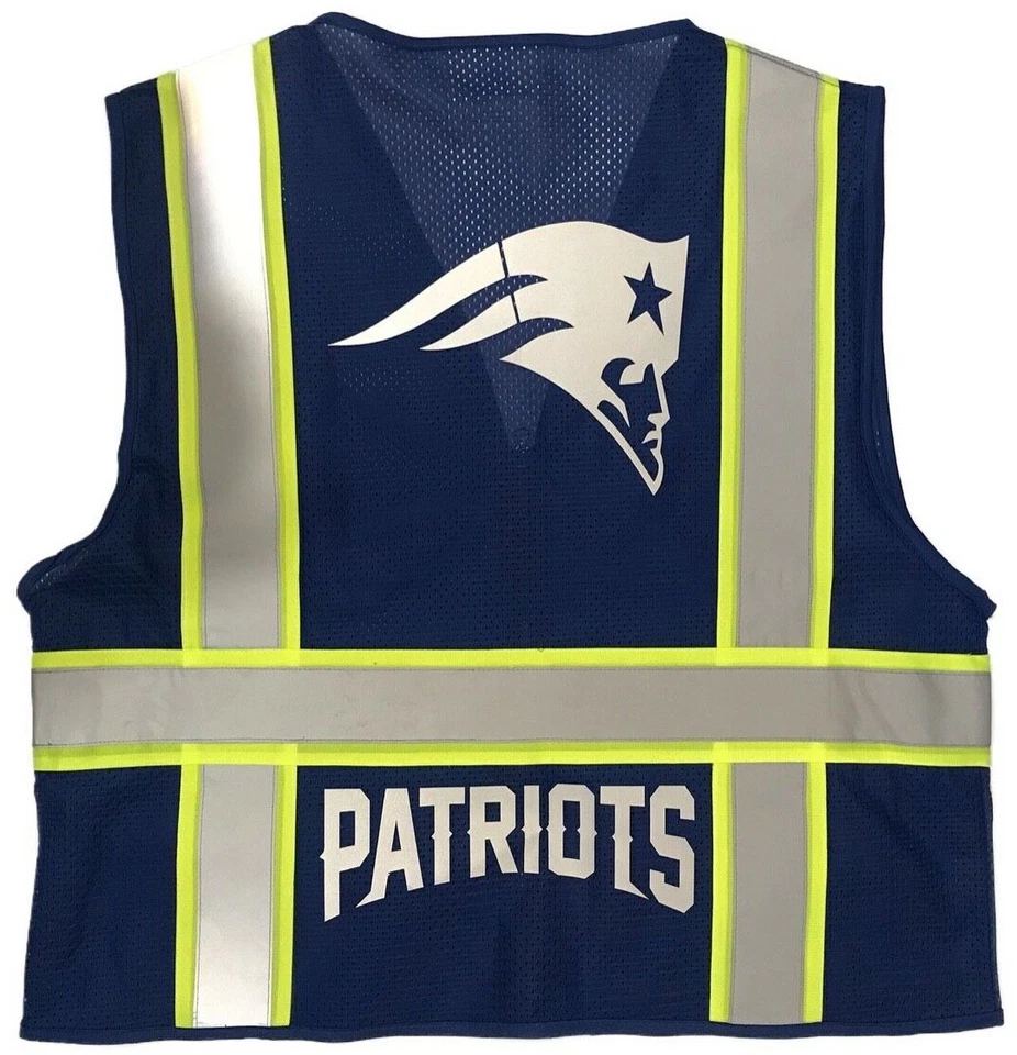 🏈 NUEVOS PATRIOTAS DE INGLATERRA 🏈 CHALECO DE SEGURIDAD REFLECTANTE AZUL CON REFLECTANTE PLATEADO Foto 1 de 3