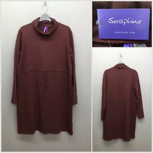 NEU SERAPHINE Burgunderrot Umstands Still Jersey Kleid große Kordelzüge - Bild 1 von 13