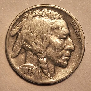 1934 Buffalo Nickel Indian Head 75% Copper Alloy Rare Coin Pops Collection Grade - Picture 1 of 11