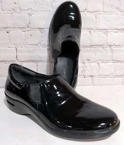 Cole Haan Damen 10.5B schwarz Lackleder wasserdicht Keilabsatz Halbschuh Schuh Krankenschwester - Bild 1 von 13