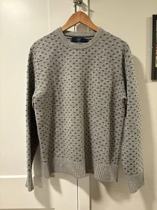 J. Suéter Crew 100% Lana de Cordero Cuello Redondo Gris Azul Punto Chevron Para Hombre’s M - Imagen 1 de 3