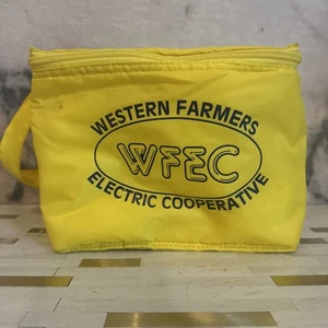 Mochila lonchera cooperativa eléctrica Western Farmers vintage amarilla logotipo WFEC - Imagen 1 de 19