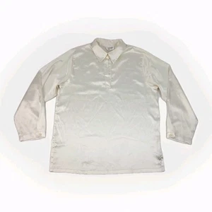 Natori Long Sleeve Satin Ivory Pullover M PJ Pajama Lounge Top - Picture 1 of 15