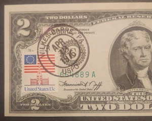 1976 Federal Reserve Two-Dollar Note $2 Bill First-Day Cover with Stamp - Picture 1 of 4