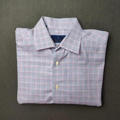 David Donahue Shirt Mens 16.5 Large Plaid Dress Button Up Check Business Formal - Image 1 of 4