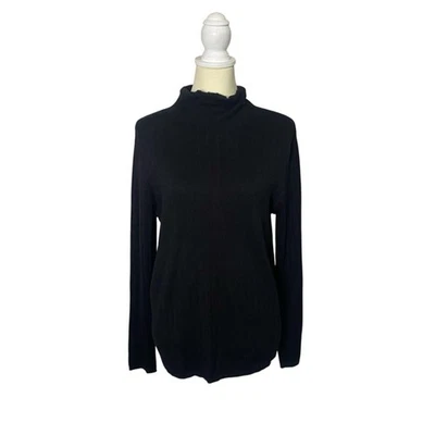 Calvin Klein Simple Chic Negro Acanalado Cuello Alto Mujer Talla Grande Armario Grapa Foto 1 de 4