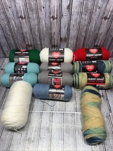 Red Heart Super Saver Yarn Lot (12 Skeins / 10 Untouched) Jumbo Stripes - Picture 1 of 7
