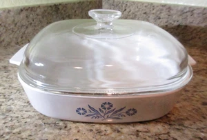 Corning Ware Vintage Blue Cornflower Lidded Casserole A-10B 10x10x2 VGUC - Picture 1 of 7