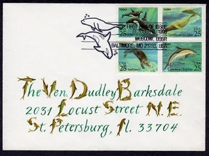 1990 Sea Creatures Blk/4 (Scott 2511a) FDC TC879 - Picture 1 of 1