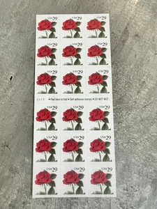 #2490a 29c RED ROSES BOOKLET PANE OF 18 STAMPS MNH UNFOLDED - Picture 1 of 2
