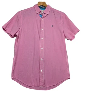 Men's Penguin Gingham Short Sleeve Button Down Shirt Size Small - Picture 1 of 6