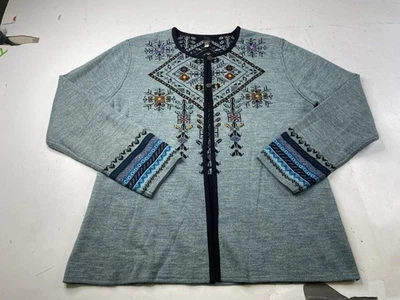 Cárdigan Suéter Tey Art Perú Lana Alpaca Hecho a Mano Nordic Fair Isle Para Mujer XXL Foto 1 de 4