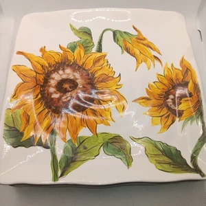 Maxcera Blooming Sunflowers 8,5" Set di 4 piatti quadrati per insalata - Foto 1 di 4