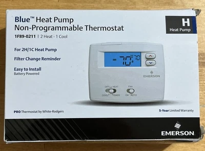 Emerson Thermostats 1F89-0211 Blue Series 2" Thermostat Heat Pump, White - Image 1 of 2