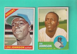2 TOPPS LOU JOHNSON 1963 # 238 MILWAUKEE BRAVES,1966 # 13 LOS ANGELES DODGERS - Picture 1 of 2