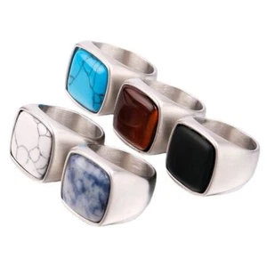 Black Onyx, Tiger Eye, White Dotted Sapphire, Turquoise Stone Rings Size 5 - 15 - Picture 1 of 39