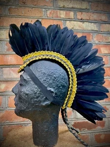 Mohawk Headdress Black Feathers Mohawk Burning Man Mohawk Headpiece Rave Mohawk - Picture 1 of 10