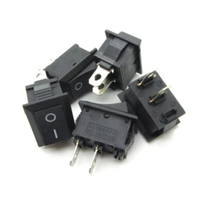 100 x Mini Rectangle Rocker Switch Black Snap-in SPST ON-OFF 2 Pin 12V 110V 220V - Picture 1 of 5