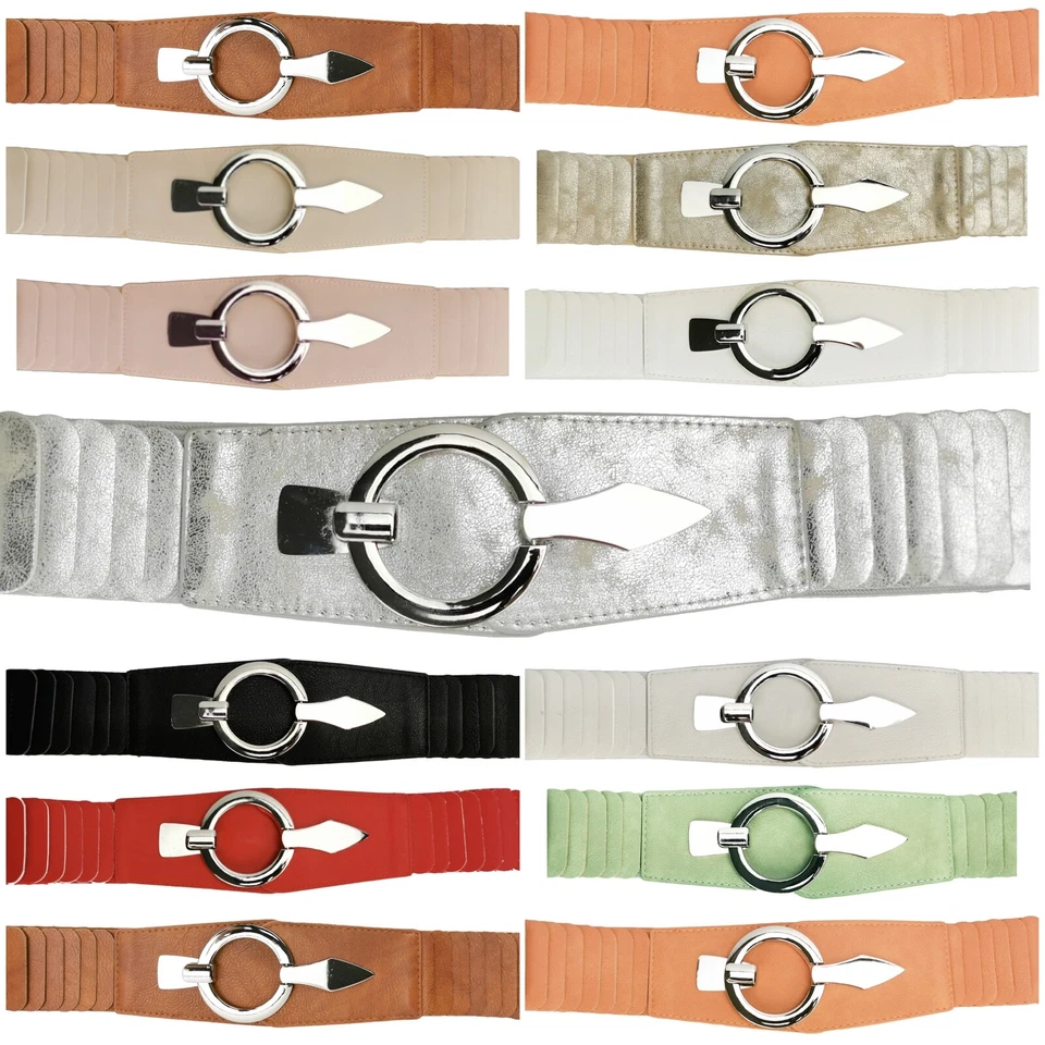 21 Farben Damen Stretch Gürtel Kleid Dehnbar Elastisch Taillengürtel breit 2870 - Bild 1 von 1