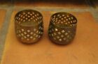 E7 - SOLID BRASS INDIA BOWL CANDLE HOLDERS PAIR, In Good Used Condition