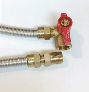 NEU Gasschlauch Stecker Kit mit Absperrventil für Range Trockner Ofen (4 FT) - Bild 1 von 4