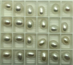 8-10mm Teardrop Half Drilled White Fresh Water Pearl - Picture 1 of 4