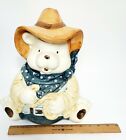 Vintage Ceramic Western Cowboy Teddy Bear 2-Piece Cookie Jar Canister Sunshine 