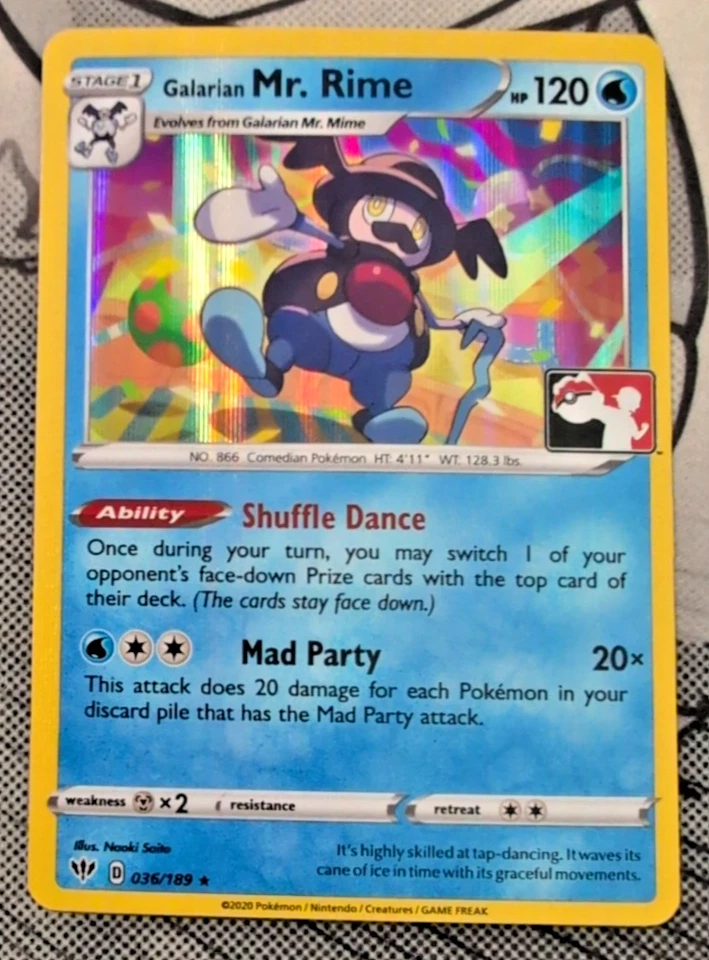 Galarian Mr. Rime 036/189 Holo Pokemon Play! Prize Pack Series 1 - Image 1 of 2