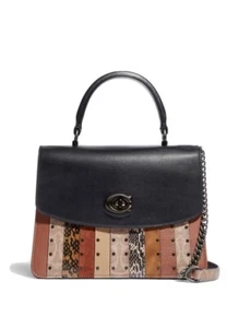 Coach Damentasche beschichtetes Canvas Signatur exotisch Patchwork Streifen Top Henkel - Bild 1 von 10