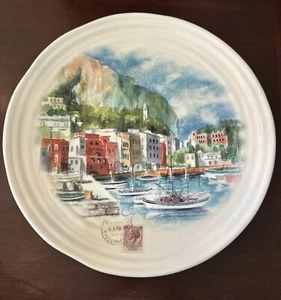 OPIFICIO ETICO CAPRI Timbro SERVIZIO PIATTO ITALIA Ceramica Artigianale 15,5" - Foto 1 di 8