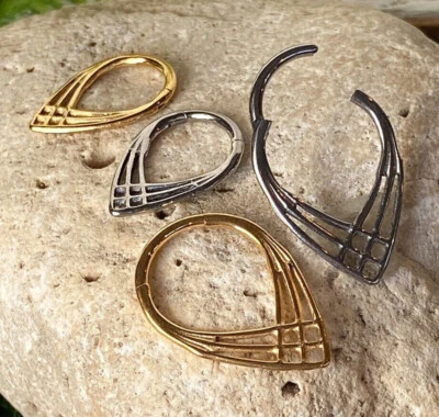 1pc Weave Design Hinged Segment Ring Hoop Helix Daith Septum Implant Titanium - Image 1 of 3