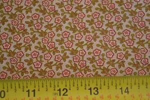 By 1/2 Yd, Red Green Calico on Tan Cotton, Moda/Love Letter/Laundry Basket, B357 - Picture 1 of 7