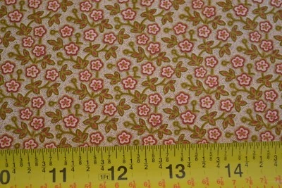 By 1/2 Yd, Red Green Calico on Tan Cotton, Moda/Love Letter/Laundry Basket, B357 - Image 1 of 4