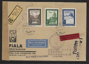 Reco Express Flugpostbrief mit Zensur von Wien nach Schweden gel. 1947 - Picture 1 of 3