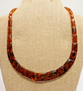 (B6) Jay King Dark Graduated Amber Bib Necklace - Sterling from Mine Finds - New - Picture 1 of 6