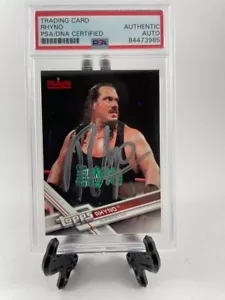 RHYNO signiert 2017 Topps WWE Then Now Forever Sammelkarte PSA DNA gebrattet - Bild 1 von 2