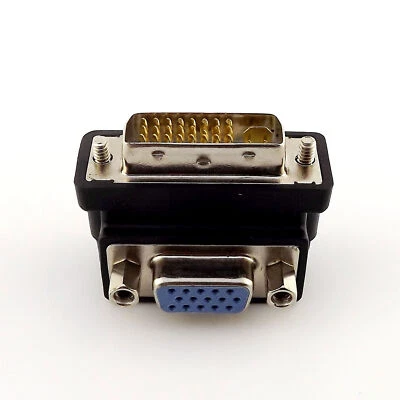 1x Right Angle 90 Degree VGA Female To DVI 24+5 Pin Male Video Convertor Adapter - Image 1 of 4