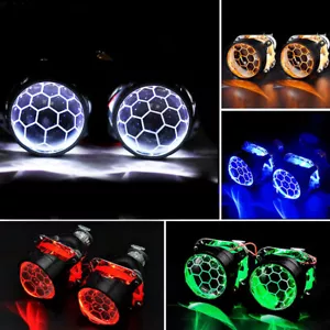 2.5'' LED Devil Eyes RGB Headlight APP Honeycomb Bixenon HID Projector Lens - Picture 1 of 15