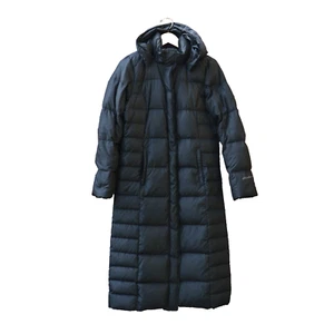 Eddie Bauer Long Parka Goose Down Black Puffer Coat Women's Size Tall Medium EUC - Picture 1 of 15