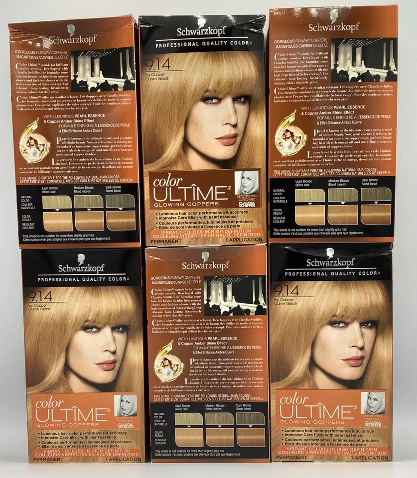 2x Schwarzkopf Color Ultime Glowing Coppers Icy Copper 9.14 Professional Quality