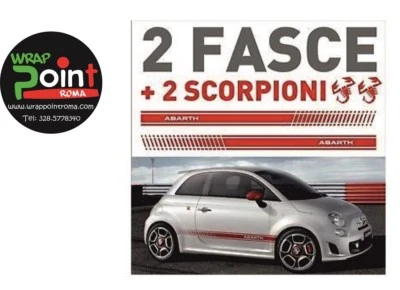 WRAPPOINTROMA Adesivi ABARTH 2 fasce FIAT 500 spatola OMAGGIO altezza 12 cm