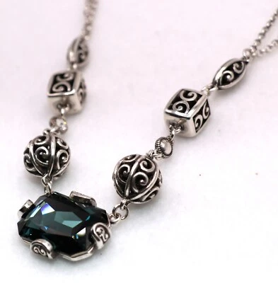 Brighton Retirado Bola de Cristal Grande Piedra de Cristal Collar Plata NUEVO Bolsa de Etiqueta Foto 1 de 4