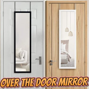 Over the Door Full Length Mirror Black or White Hanging Bedroom Wardrobe Workout - Picture 1 of 18