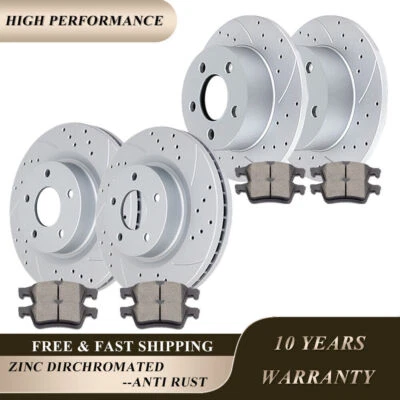 Rotores y pastillas de freno perforados delanteros y traseros para Ford Focus 2012 2013 2014-2018 Foto 1 de 4