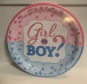 Amscan Gender Reveal/ Baby Shower Paper Plates (8) - Picture 1 of 2