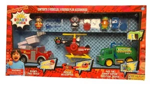 Ryans World Rescue Vehicles Playset Fire Truck Helicopter Recycle Truck Figures - Picture 1 of 13