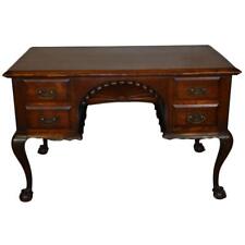 Antique Victorian Oak Raised Panel Chippendale Desk #21656