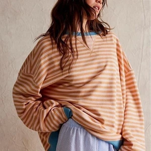 NWOT We the Free Latte Combo Striped Camden Sweatshirt SOLD OUT Size Small - Picture 1 of 7